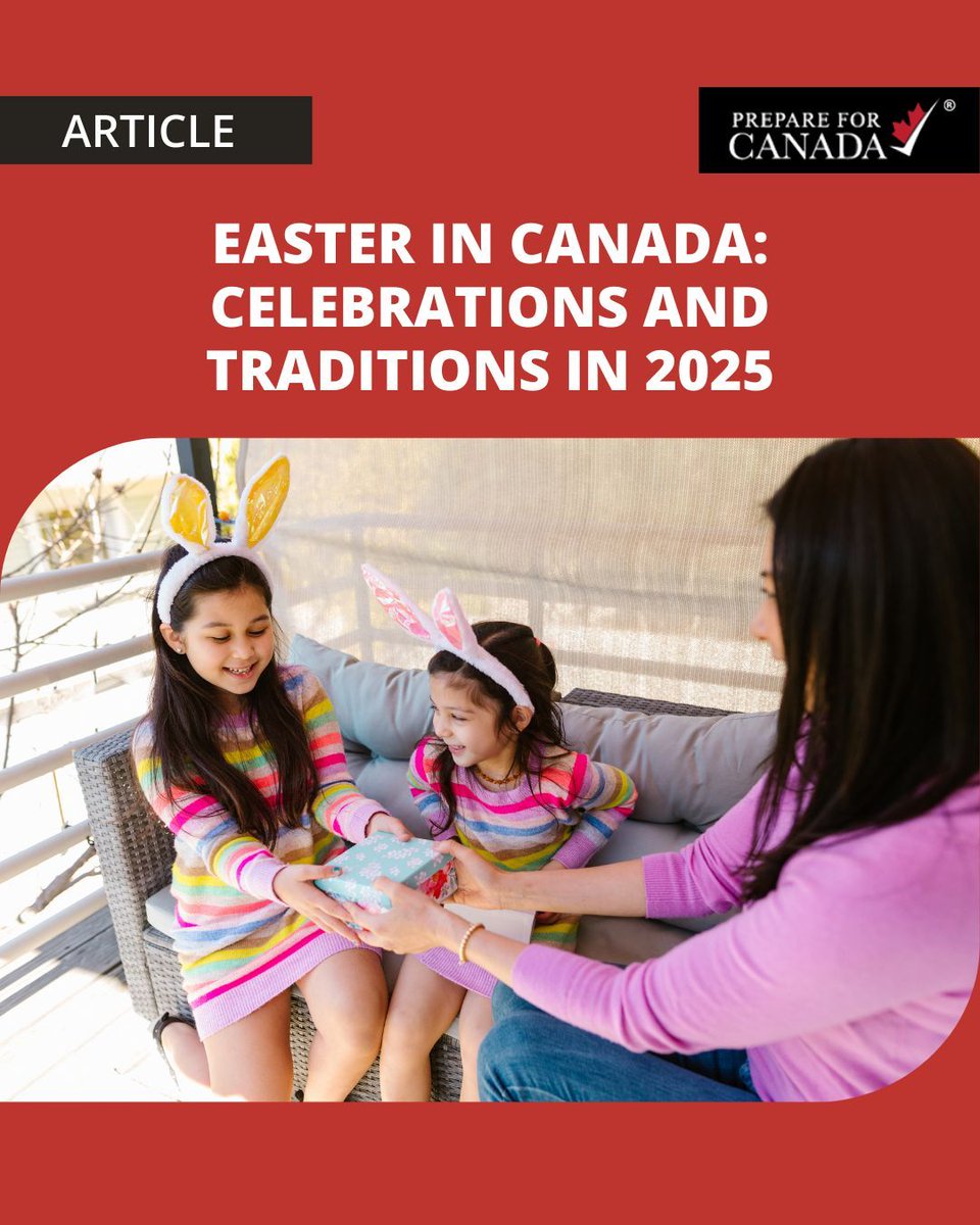 Prepare4Canada's tweet photo. 🐣 Celebrating Easter in Canada? Discover the unique traditions and festivities that make it special—from parades to egg hunts. Perfect for newcomers and locals alike. Read more: https://t.co/6taBgVOaNI #EasterInCanada #CanadianTraditions #SpringCelebrations #PrepareForCanada https://t.co/Li09SbgW45