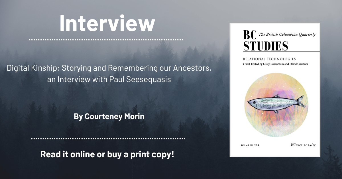 BCstudies's tweet photo. Our new issue features this interview by Courteney Morin with Paul Seesequasis (@KnopfCA ; @Figure1Pub ; @mcacgallery). Head to our website to read the full interview!

#bcstudies #newissue #issuerelease #digitialtechnologies #indigenous #indigenoushistory https://t.co/sRJ0213y2H