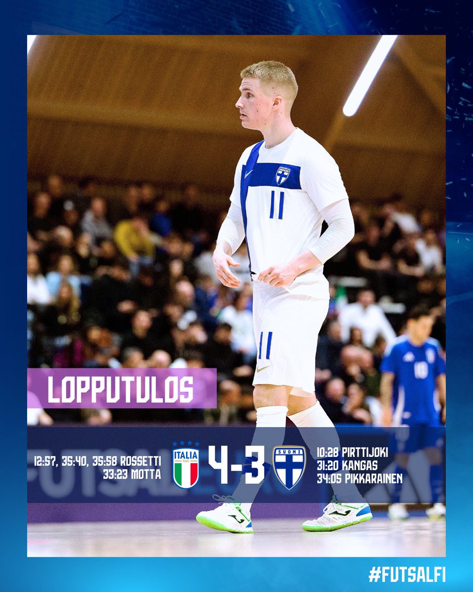 Ei auta, tappioon päättyvät karsinnat👎

Suomi oli hyvin pelissä mukana, mutta viimeisen kympin maali-ilottelussa Italia vetää pidemmän korren.

#Futsal #FutsalFi
