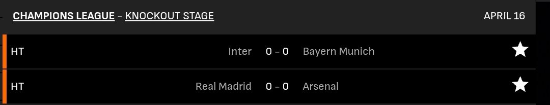 Sent2Serve's tweet photo. First half:
Real Madrid 0
Arsenal 0

The hype of a comeback is gradually dying down. 

Anyways, it is not over until it is over. https://t.co/ju4Wk9Oy35