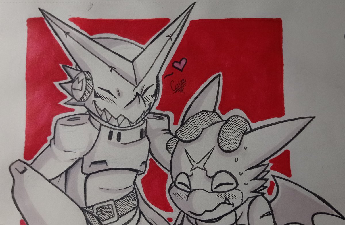 The King and his little troublemaker ♥️💜 #digimon #digimonxroswars # shoutmon #gumdramon, image size:1200x784