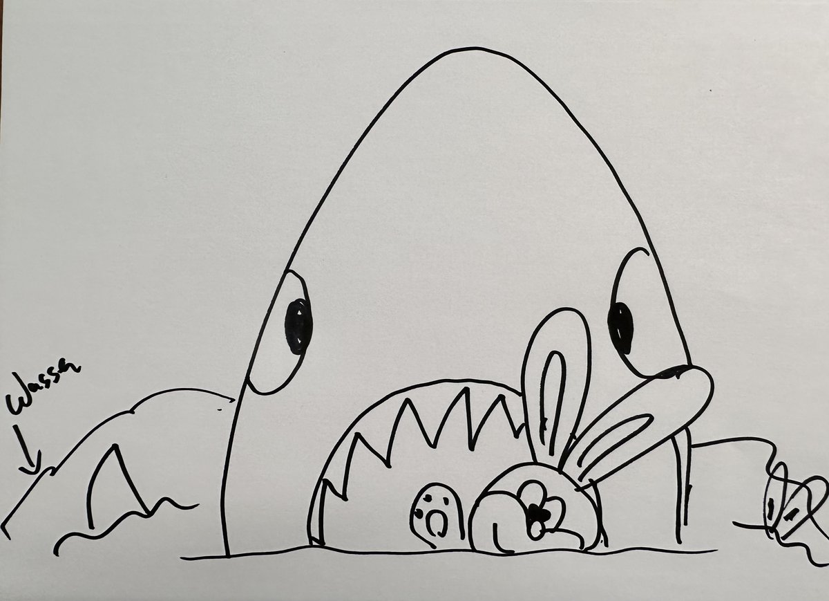 Hier übrigens meine Original-Skizze für den Osterhai! 
Der von unserer Back-Coachin danach super umgesetzt wurde! 
Schauen wir mal was daraus wird... 
Aber ohne Hai geht nun mal gar nix in der modernen Küche! <a href="/sat1/">SAT.1</a> <a href="/JoynDeutschland/">Joyn</a> 
#PromiBacken #Osterhai #SchleFaZ #SharkCake