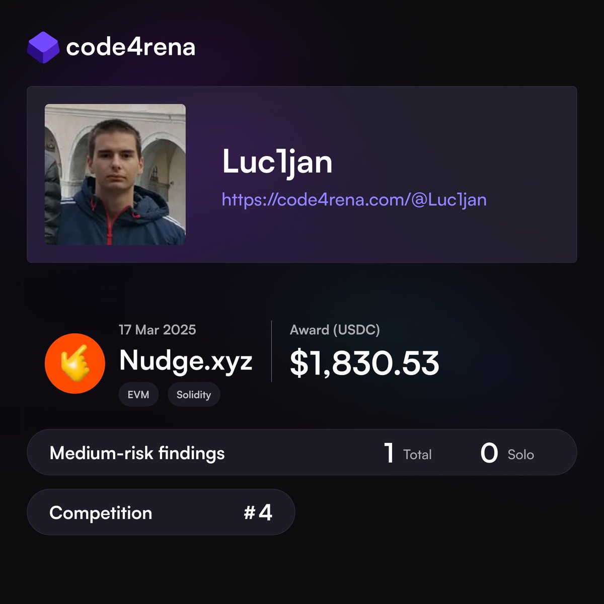 Close! Feels good, but we stay focused on inputs. 100 days are not completed, I need a win.

Props to <a href="/RareSkills_io/">RareSkills</a> for flash loan article and big thanks to <a href="/code4rena/">Code4rena</a> for opportunity to do what I love and get paid!