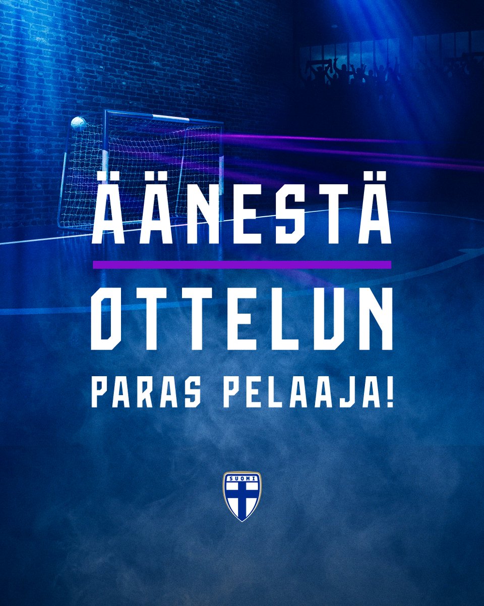 𝐅𝐮𝐭𝐬𝐚𝐥𝐦𝐚𝐚𝐣𝐨𝐮𝐤𝐤𝐮𝐞𝐞𝐧 𝐩𝐚𝐫𝐚𝐬 𝐩𝐞𝐥𝐚𝐚𝐣𝐚! | 🇮🇹 v. 🇫🇮 | ➡ Äänestä tästä: osallistu.palloliitto.fi/miesten-futsal…

Äänestäneiden kesken arvotaan 25 euron lahjakortti Maajoukkueen verkkokauppaan. Äänestysaikaa on TO 17.4. klo 12.00 saakka.

#FutsalFi #ITAFIN #FutsalEURO