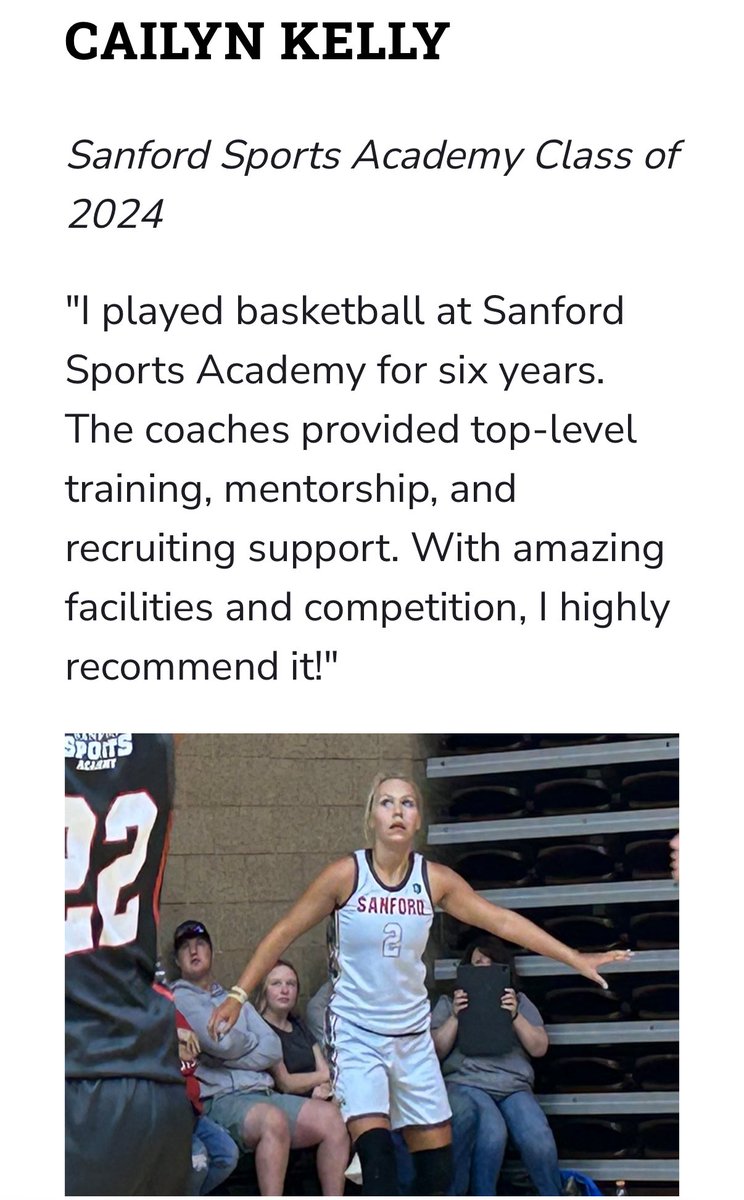 Sanford Sports Academy Basketball Teams (@ssahoopsteams) on Twitter photo Our SANFORD SPORTS ๐ ACADEMY ALUMNI PAGE ๐ is up and runningโผ๏ธ
Stay up-to-date on where these Midwest โญ๏ธ take their games to the next level!!
4๏ธโฃ0๏ธโฃ in 2024
3๏ธโฃ0๏ธโฃ+ in 2025
sanfordsports.com/alumni#tab-Basโฆ
๐ธ: <a href="/JTRock12/">JT Rock</a> <a href="/jaxson_wingert/">Jaxson Wingert</a> <a href="/KellyCaylin/">Caylin Kelly</a>
#SanfordSports | #StrongerTogether Our SANFORD SPORTS ๐ ACADEMY ALUMNI PAGE ๐ is up and runningโผ๏ธ
Stay up-to-date on where these Midwest โญ๏ธ take their games to the next level!!
4๏ธโฃ0๏ธโฃ in 2024
3๏ธโฃ0๏ธโฃ+ in 2025
sanfordsports.com/alumni#tab-Basโฆ
๐ธ: <a href="/JTRock12/">JT Rock</a> <a href="/jaxson_wingert/">Jaxson Wingert</a> <a href="/KellyCaylin/">Caylin Kelly</a>
#SanfordSports | #StrongerTogether
