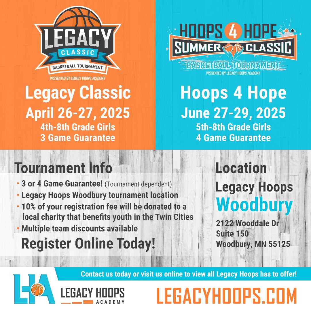 Legacy Hoops Girls AAU (@legacy_hoopsaau) on Twitter photo They’re back!!! <a href="/vcteamwi/">Team Wisconsin</a> back in the building for our Legacy Classic. 🔥🔥🔥 Excited to have them back competing with us. Gonna be fun!! 🫡
Girls, Grades 4-8. Multiple team discounts available!! Registration is open until 4/19. 🖤🩵🧡
Sign up NOW!!!
legacyhoops.com/basketball-tou… They’re back!!! <a href="/vcteamwi/">Team Wisconsin</a> back in the building for our Legacy Classic. 🔥🔥🔥 Excited to have them back competing with us. Gonna be fun!! 🫡
Girls, Grades 4-8. Multiple team discounts available!! Registration is open until 4/19. 🖤🩵🧡
Sign up NOW!!!
legacyhoops.com/basketball-tou…
