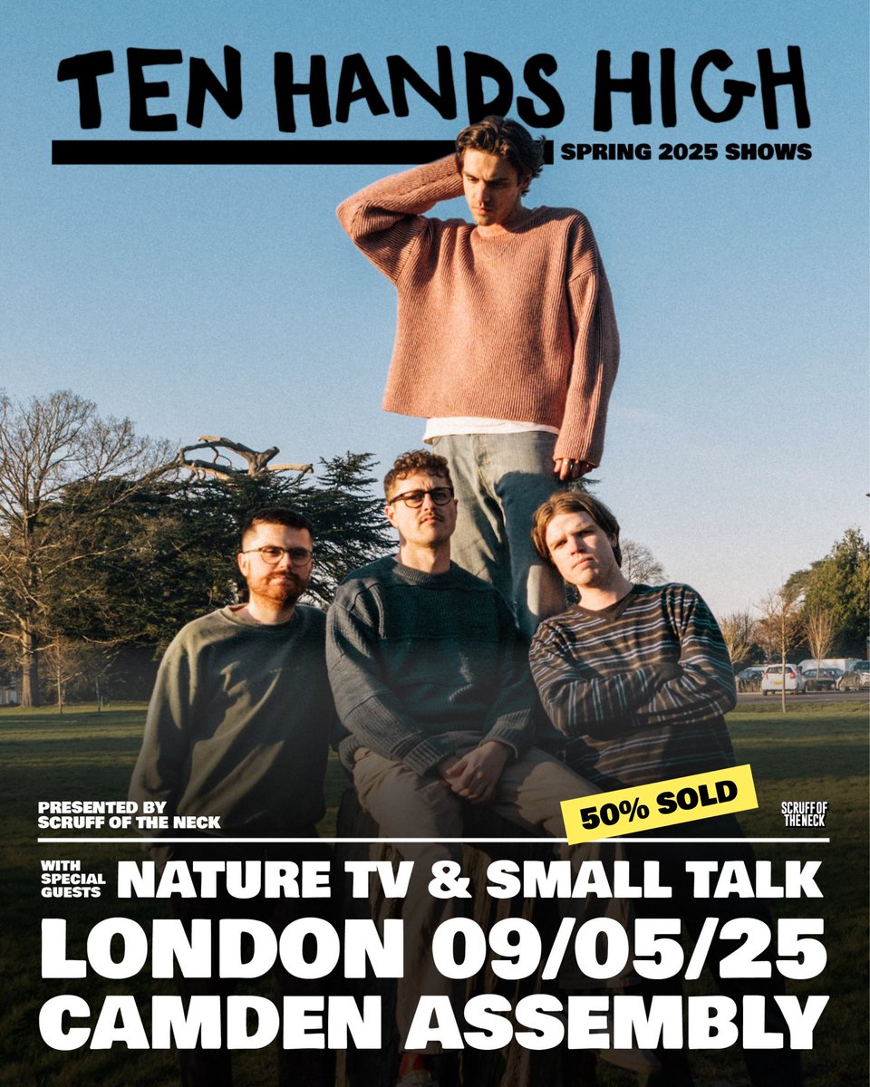 Ten Hands High ๐ (@tenhandshigh) on Twitter photo Canโt believe we get to say this but <a href="/naturetvband/">Nature TV</a> and <a href="/smalltalk_bnd/">Small Talk</a> will be supporting us at our London show at <a href="/CamdenAssembly/">Camden Assembly</a> May 9th ๐คฏ
Weโve loved these bands for years so this is a maaadd lineup for us ๐ฅน
Tickets are gonna fly now: tr.ee/m2KT-oA_t4 Canโt believe we get to say this but <a href="/naturetvband/">Nature TV</a> and <a href="/smalltalk_bnd/">Small Talk</a> will be supporting us at our London show at <a href="/CamdenAssembly/">Camden Assembly</a> May 9th ๐คฏ
Weโve loved these bands for years so this is a maaadd lineup for us ๐ฅน
Tickets are gonna fly now: tr.ee/m2KT-oA_t4
