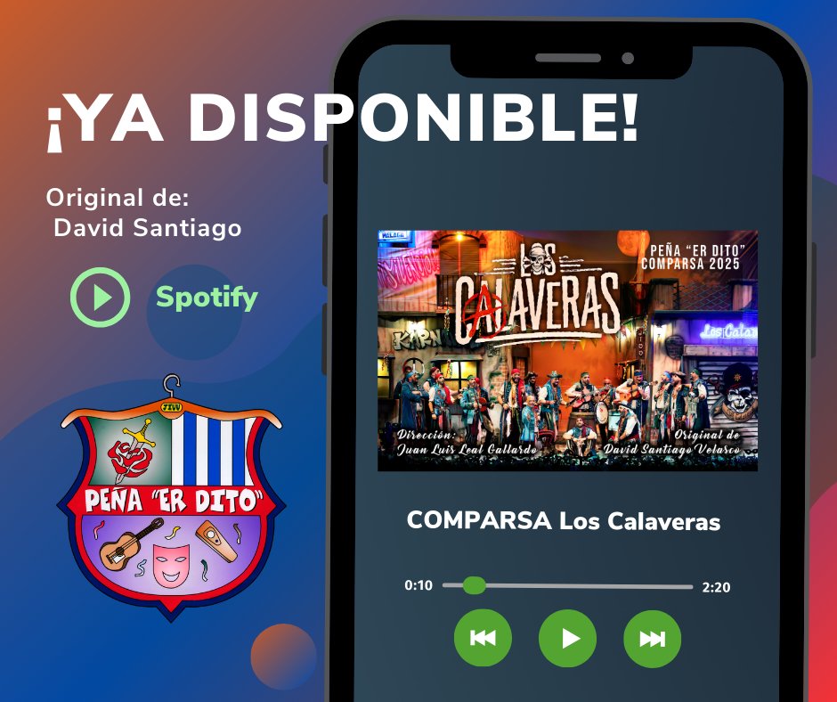 ComparsaErDito's tweet image. Ya tenemos disponible en Spotify el repertorio de #LosCalaveras #carnavalMLG 2025
¡¡Esperamos que los disfrutes!!
 open.spotify.com/album/0zHFp2uo…