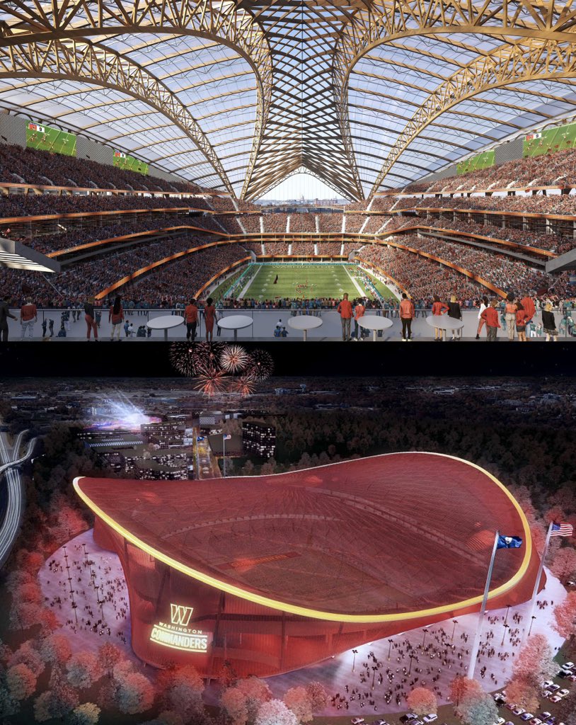 MLFootball's tweet photo. 🚨JUST IN: The mayor and #Commanders are nearing a 3 BILLION DOLLAR deal to bring a new RFK Stadium.

The team plan to contribute $2.5 billion to building this beautiful new stadium.

The District all provide up to $850 million, via News4.

Major. Major news. https://t.co/CGWv1Xiop5