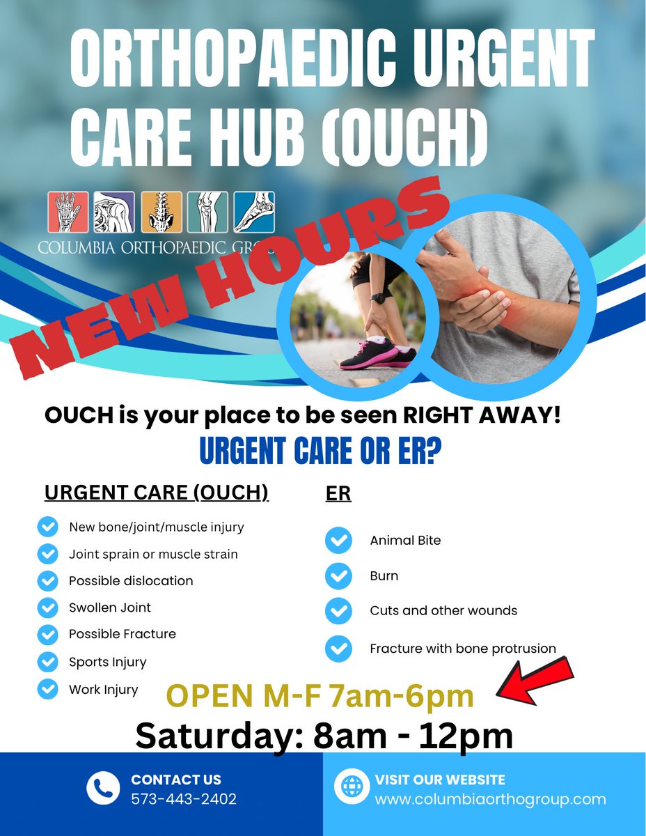 NEW OUCH HOURS STARTING MONDAY!

We are expanding to serve you better! Please come see us during our new hours Monday - Friday 7AM - 6PM. We are still open Saturday 8am-12pm as well!
