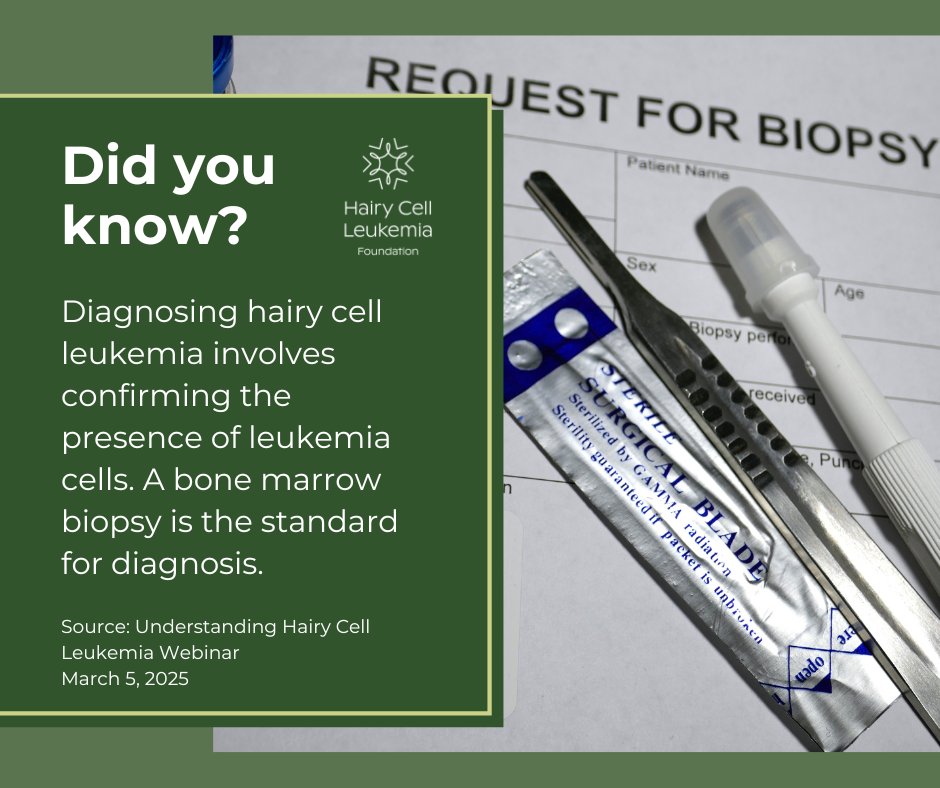 An accurate diagnosis of HCL is necessary for informed decision-making, including treatment strategies. In HCL, diagnosis typically involves a bone marrow biopsy.

Materials from our March 5th webinar are available online:
:hairycellleukemia.org/march-2025-web…