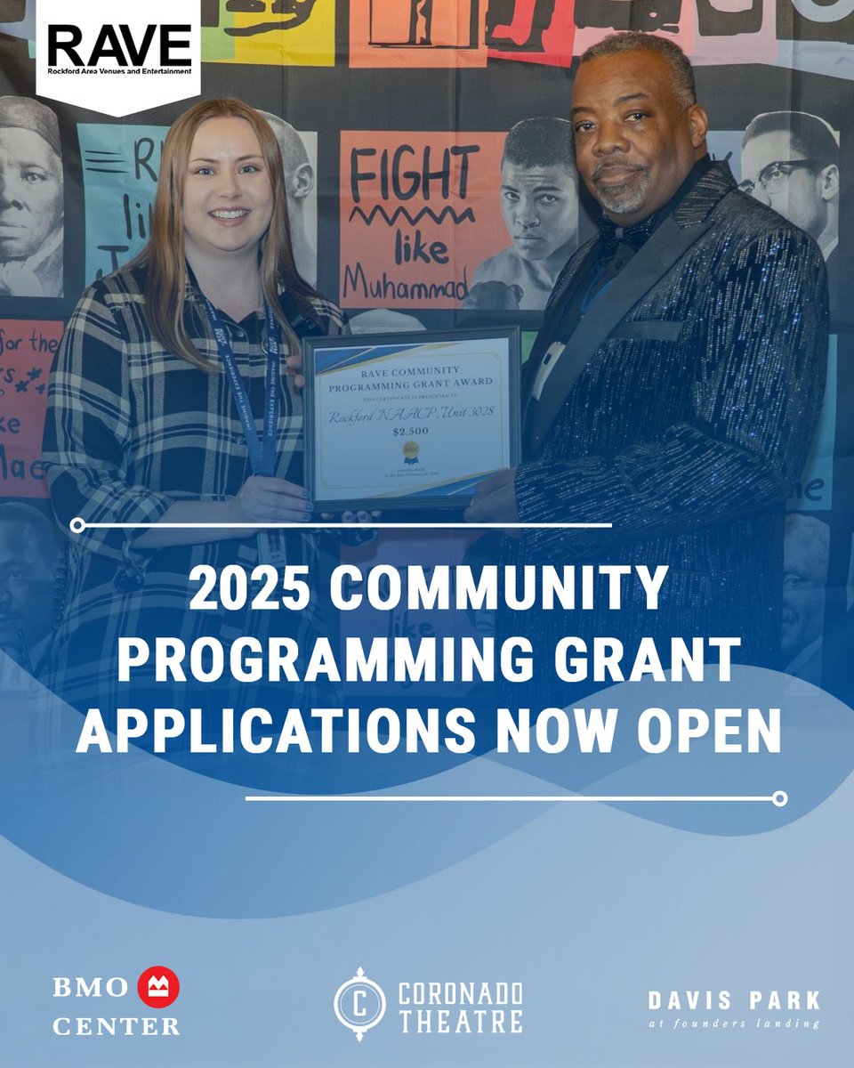 📣 Community Programming Grant Applications Now Open
 
RAVE is proud to support local organizations through the Community Programming Grant Request Program!
 
Interested applicants must submit an event application.
 
🌐 Learn more and apply: asmrockford.com/about-us/rave-…