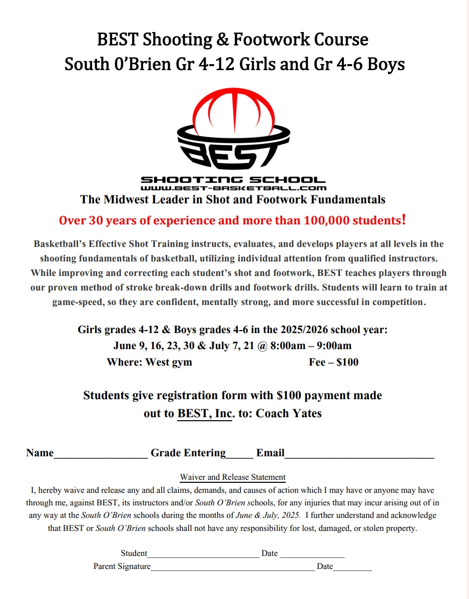 South O'Brien BEST Shooting and Footwork Summer Course!