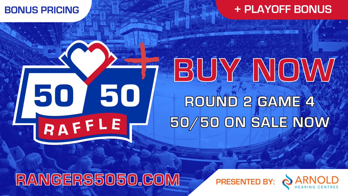 Rangers Reach (@rangersreachwr) on Twitter photo GAME 4 π 50/50 tickets are on sale now for tonightβs <a href="/OHLRangers/">Kitchener Rangers</a> game!
Mondayβs winner took home over $16,000!
ποΈ Rangers5050.com
Presented by <a href="/ArnoldHearing/">Arnold Hearing Centres</a> GAME 4 π 50/50 tickets are on sale now for tonightβs <a href="/OHLRangers/">Kitchener Rangers</a> game!
Mondayβs winner took home over $16,000!
ποΈ Rangers5050.com
Presented by <a href="/ArnoldHearing/">Arnold Hearing Centres</a>