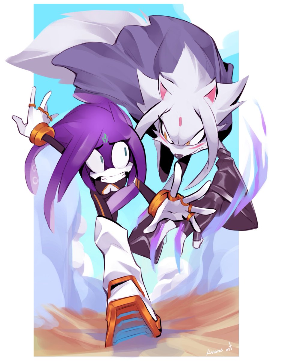 a small poster of my oc Ocarin with my other character called Rui.  💜✨ 

#mobian 
 #sonicfanart 
 #ocs  
#conceptart