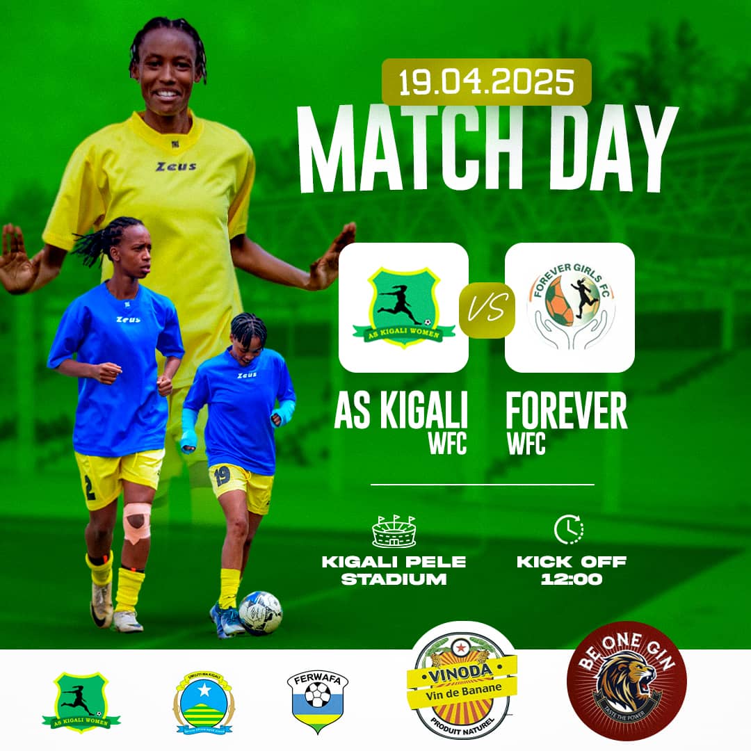 UPCOMING GAME (DAY 21)
Tariki 19/04/2025 kuri Kigali Pele Stadium 
As Kigali wfc izakira Forever wfc isaa sita zuzuye (12:00)
Ni umukino ubanziriza umukino wanyuma uzasoza champiyona y'umupira w'amaguru w'abagore mu Rwanda Season 2024-2025.