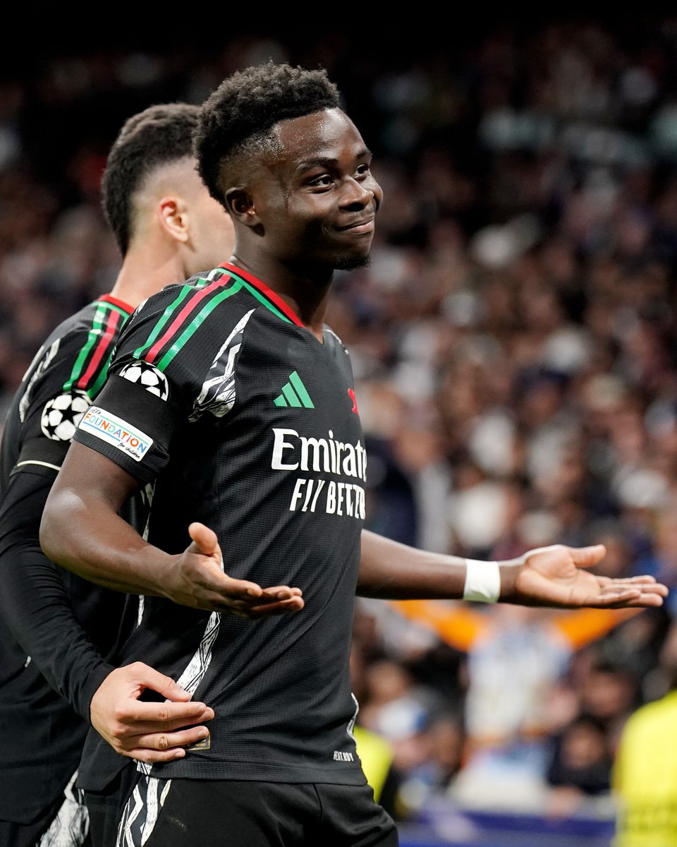 Bukayo Saka gets his goal 💫

#UCL