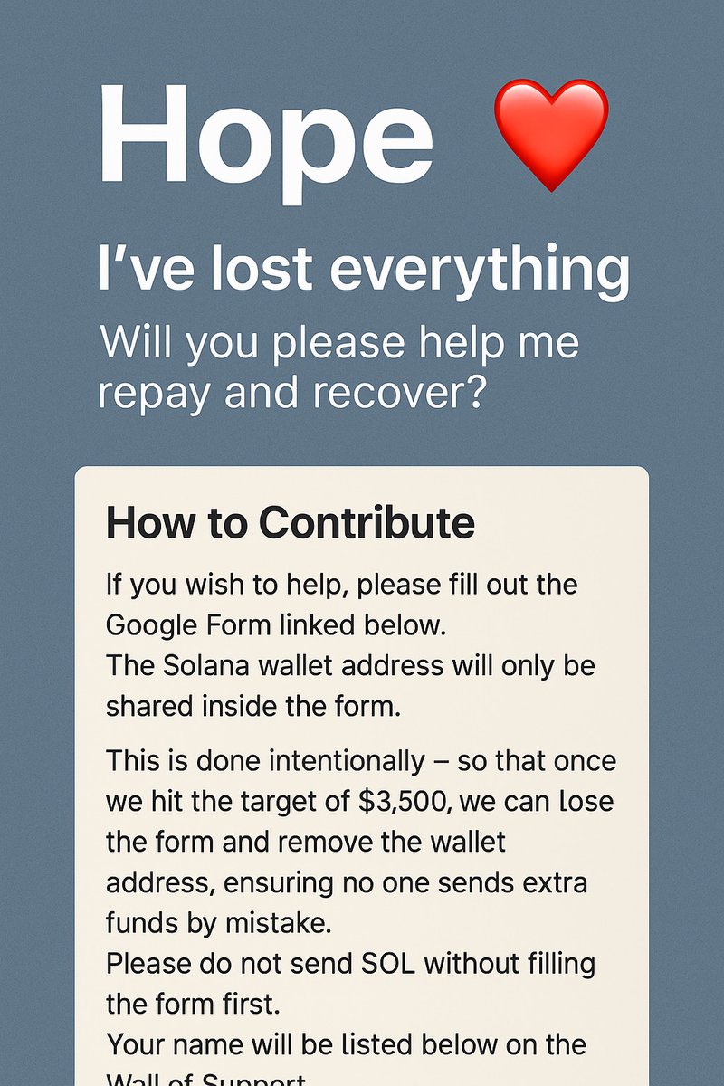Cryptoisthefu12's tweet photo. 6/

The wallet address is only visible in the Google Form 

That way, if the goal is met, I can close the form and avoid receiving anything extra.

Full clarity.

No tricks. https://t.co/KRb06ZYmgY