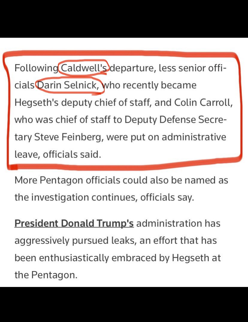 FluteMagician's tweet image. 1) Well this is interesting. Another one of Hegseth’s cronies from the Koch-funded VA privatization scam Concerned Veterans of America has been fired. Dan Caldwell and now Darin Selnick. Let’s see more⬇️