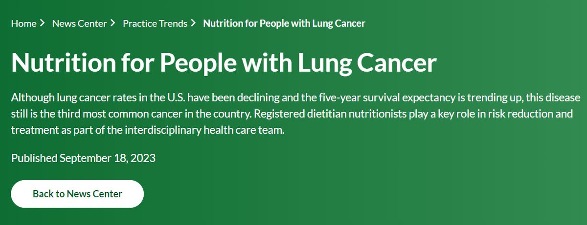 eatrightPRO's tweet photo. Lung cancer rates may be declining, but it still remains the third most common cancer in the U.S.

Discover how RDNs play a vital role in reducing risks and providing treatment during National Cancer Control Month: https://t.co/2hWUsvnREx

#eatrightPRO #dietetics https://t.co/eNs6vi9E7s