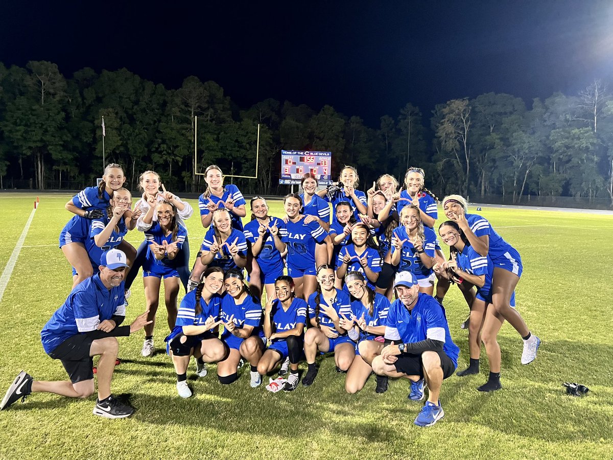 Clay High Athletics (@clay_athletics) on Twitter photo FLAG FOOTBALL 🏈 FINAL!
Clay 33 - Baker County 0
Girls advance to tomorrow night’s District Championship! Great job girls!
<a href="/oneclaysports/">Clay County Athletics</a> <a href="/Clay_Crazies/">Clay Crazies</a> <a href="/ClayTodaySports/">Randy T Lefko</a> <a href="/CFreemanJAX/">Clayton Freeman</a> <a href="/FlaHSFootball/">FloridaHSFootball.com</a> <a href="/ActionSportsJax/">BrentDanStuartMarcelAlivia</a> <a href="/DuvalSports/">Duval Sports</a> <a href="/Sports4Jax/">News4Jax Sports</a> <a href="/FCNsports/">First Coast Sports</a> FLAG FOOTBALL 🏈 FINAL!
Clay 33 - Baker County 0
Girls advance to tomorrow night’s District Championship! Great job girls!
<a href="/oneclaysports/">Clay County Athletics</a> <a href="/Clay_Crazies/">Clay Crazies</a> <a href="/ClayTodaySports/">Randy T Lefko</a> <a href="/CFreemanJAX/">Clayton Freeman</a> <a href="/FlaHSFootball/">FloridaHSFootball.com</a> <a href="/ActionSportsJax/">BrentDanStuartMarcelAlivia</a> <a href="/DuvalSports/">Duval Sports</a> <a href="/Sports4Jax/">News4Jax Sports</a> <a href="/FCNsports/">First Coast Sports</a>