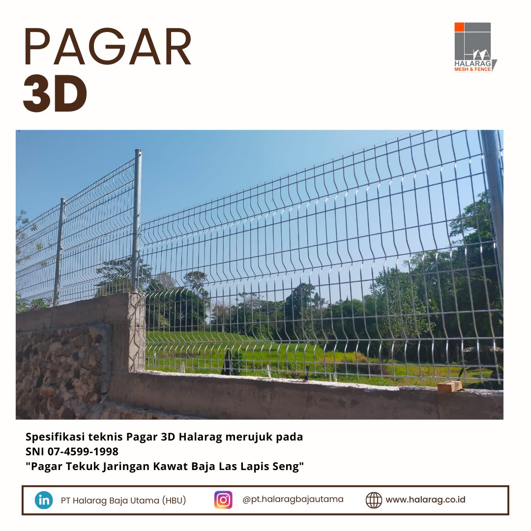 HalaragPt's tweet image. Pagar Bandara / Pagar V / Security Fence / Pagar Wiremesh / Pagar 3D 
Dibuat sebagaimana proses produksi wiremesh, dengan proses penekukan bentuk gelombang pada bagian tengahnya wiremesh, menggunakan mesin bending khusus. 

pabrikwiremesh.co.id

#pagarwiremesh #pagar3d