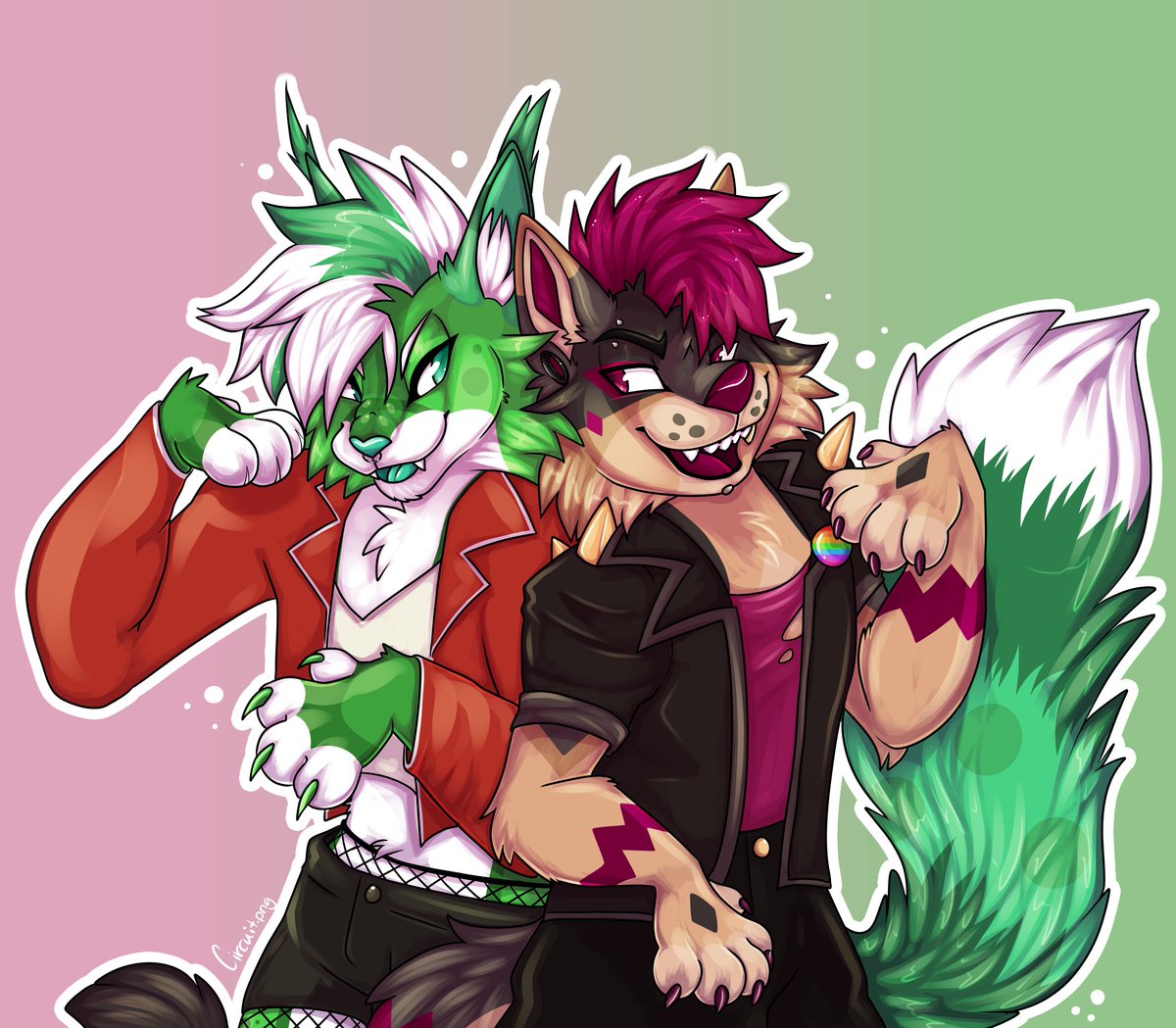 GrumpyMuzzle_'s tweet image. Just a couple of punks, causing trouble as per usual 😼🤘
Wonderful art piece of my goobers done by @circuit_png