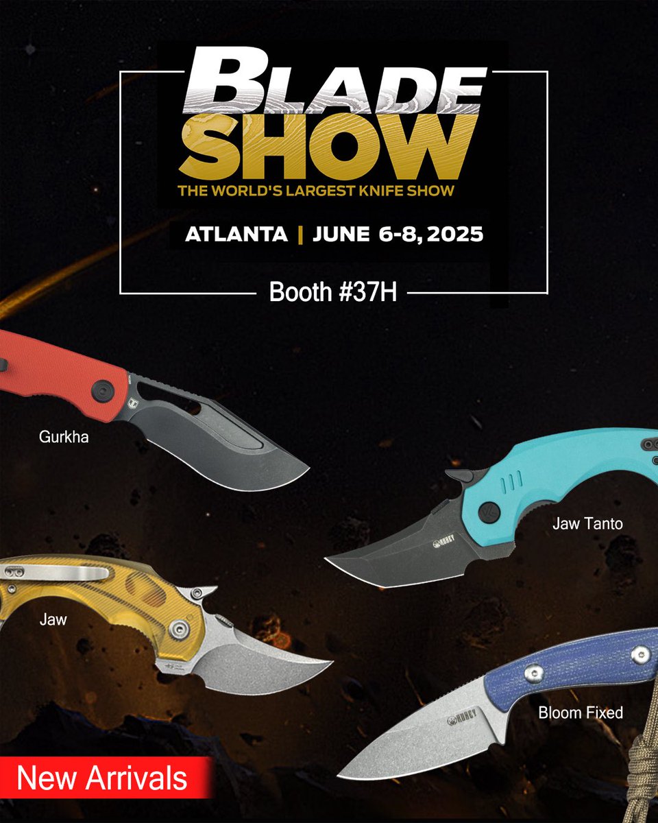 KubeyKnives's tweet photo. 🌟 Excited to unveil our April new arrivals! Check them out and get ready for cutting-edge design.
Plus, we’ll be at the Atlanta Blade Show from June 6-8, 2025, at BOOTH #37H! Don’t miss it! 🔪✨
@kubeyknives
@kbknife
#edc #kubey #bladeshow https://t.co/FfAQCIKLEM