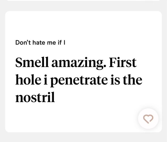 BonVivantess's tweet photo. this is the most diabolical thing i’ve seen on hinge https://t.co/yEQ5vWskvt