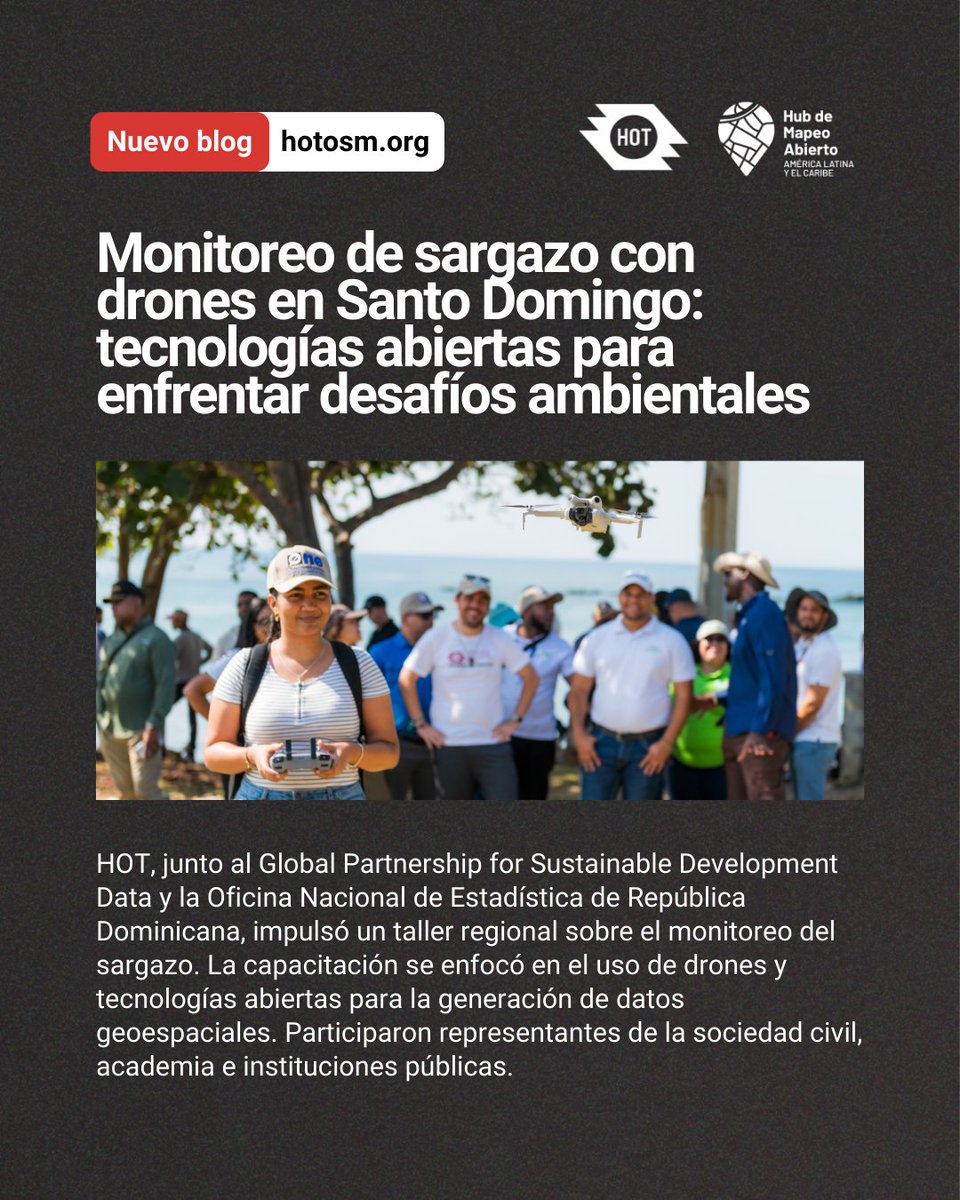 LAC Hub - HOT 🌎 (@maphublac) on Twitter photo 🌿🛰️ ¿Cómo puede una comunidad usar drones para monitorear el sargazo?
🇩🇴 En República Dominicana, junto a <a href="/Data4SDGs/">Global Partnership</a> y <a href="/ONERD_/">Oficina Nacional de Estadística</a>, capacitamos a instituciones, sociedad civil y academia en #DroneTM para generar datos y enfrentar desafíos ambientales.→ buff.ly/mUtDF0J 🌿🛰️ ¿Cómo puede una comunidad usar drones para monitorear el sargazo?
🇩🇴 En República Dominicana, junto a <a href="/Data4SDGs/">Global Partnership</a> y <a href="/ONERD_/">Oficina Nacional de Estadística</a>, capacitamos a instituciones, sociedad civil y academia en #DroneTM para generar datos y enfrentar desafíos ambientales.→ buff.ly/mUtDF0J