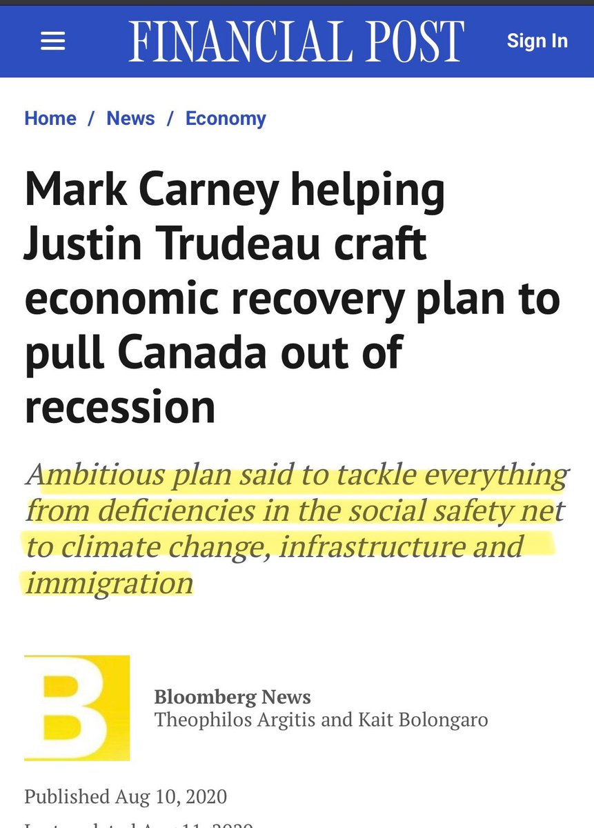 Mark Carney - “I am not Justin Trudeau.” 
Ya ok,  he only advised him on the economy, immigration, climate change, infrastructure &amp; more in 2020. He had his hand in everything that has contributed to the downfall of Canada.