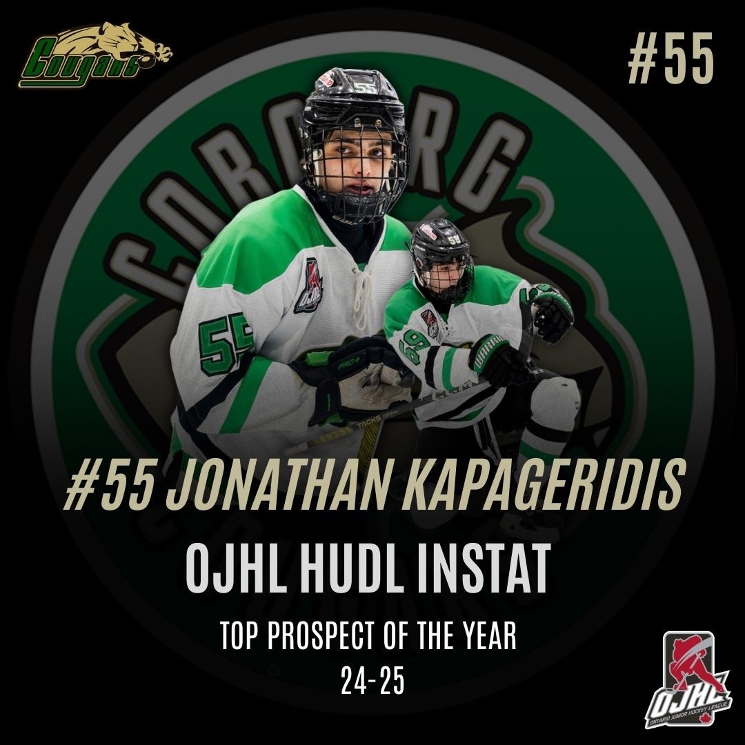 📣Congrats to our very own Jonathan Kapageridis for achieving OJHL’s hudl Instat Top Prospect of the year!!! 📣

<a href="/OJHLOfficial/">OJHL</a> 

Instagram- @officialcobourgcougars
