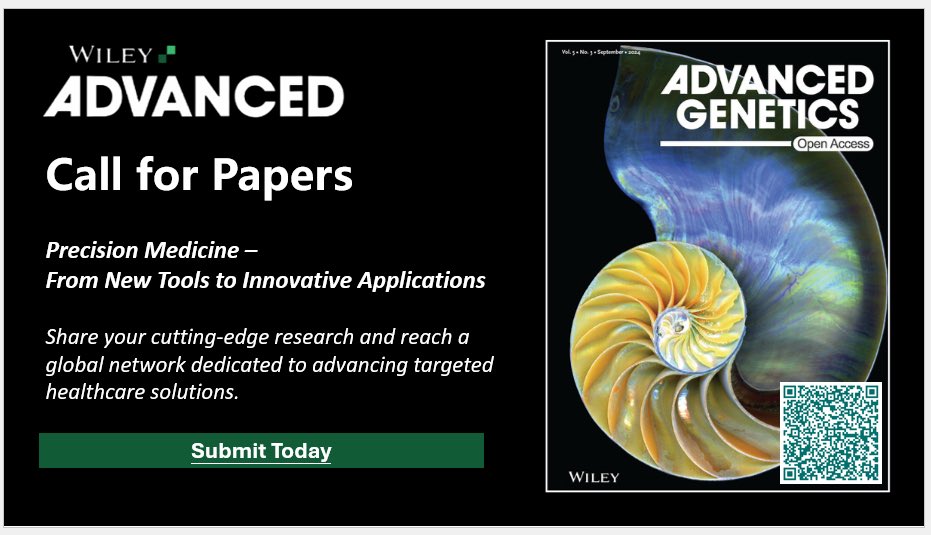 Adv_Genet's tweet photo. The latest version of #AdvancedGenetics slides. We warmly welcome your submissions — come join us in shaping the future of genetics and genomics! @WileyBiomedical @wileyplantsci @WileyEcolEvol @wileyinresearch @Adv_Biology https://t.co/MIkx9HoK7a