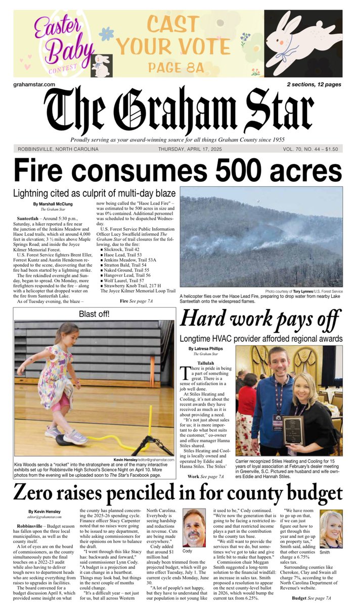 Along with another well-rounded week of local news and sports coverage ... it's Easter Babies time! 

Buy your copy of The Graham Star and cast your vote in the annual contest! 

*NOTE: No photocopies of ballots will be accepted.*