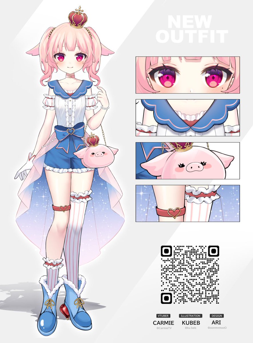 ku_beb_'s tweet photo. new outfit and model update for 🐷Carmie @CarmieTV 
#Vtuber #Commission https://t.co/Igabz1aGyl