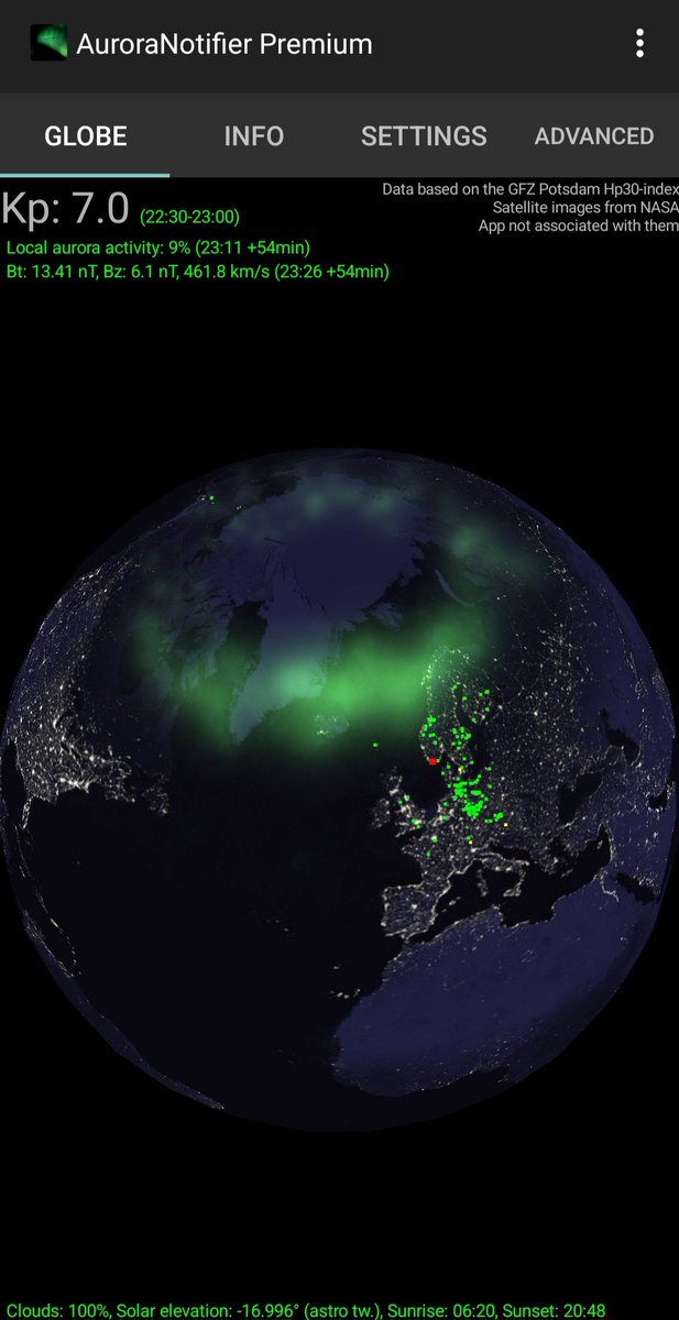 If you're in Europe and have no clouds overhead, go outside and look up - the Northern lights might be dancing!
