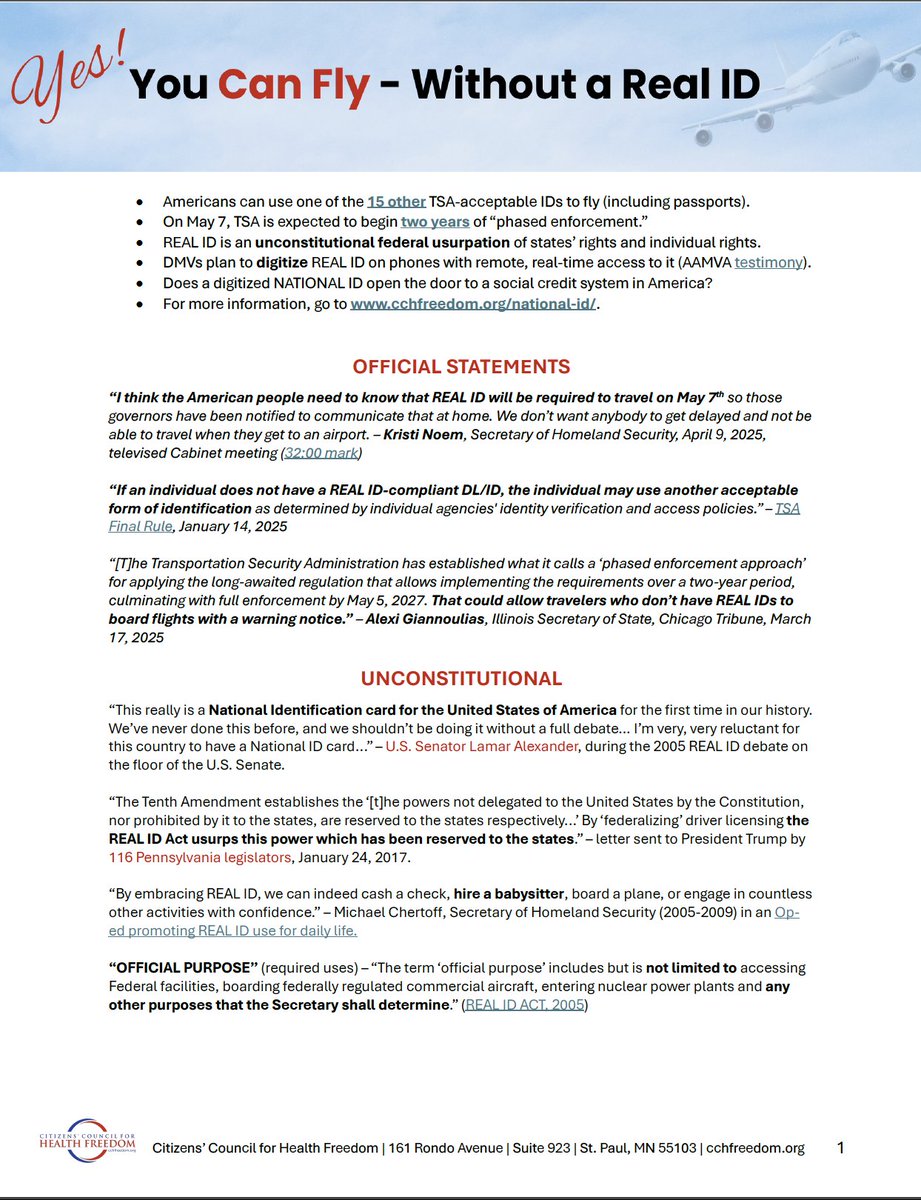 Yes, you can still fly!

REAL ID is NOT required to board a plane. 

Download the facts: ow.ly/fPUf50VBOPu

#REALID #NationalID