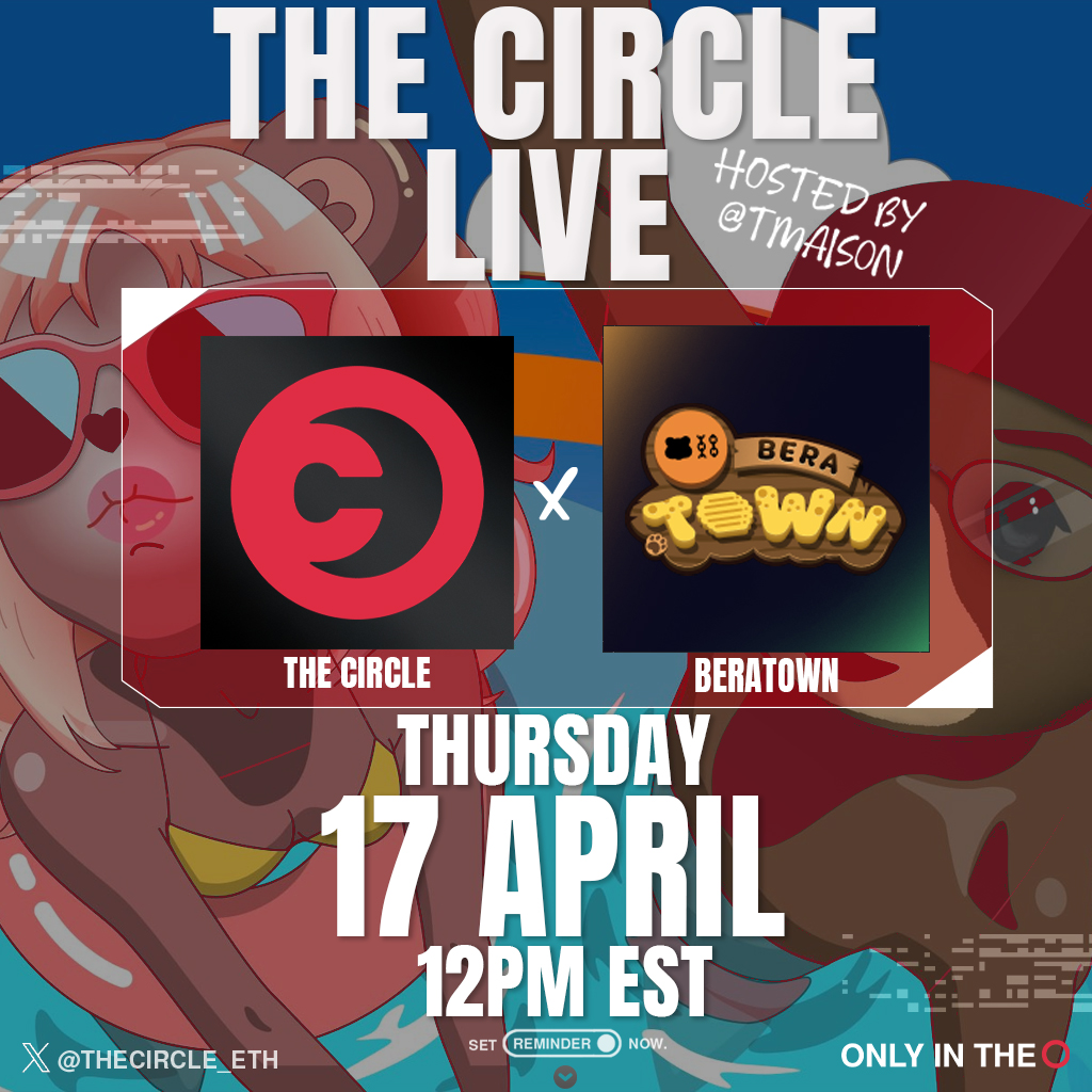 thecircle_eth's tweet image. ⭕ THE CIRCLE LIVE x @0xBeratown ⭕

This Thursday, we’re heading to Beratown, the onchain playground powered by @DapDapMeUp.

We’ll be diving into the Berachain ecosystem: Bintent mechanics, vault games, Bear Cave fits, and the lore behind it all.

🔊 Hosted by: @tMAIS0N
📅…