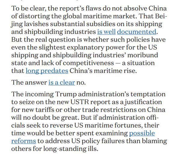 Cato Trade (@catotrade) on Twitter photo "The core flaw in the USTR’s causal argument is that US shipping and shipbuilding firms aren’t merely uncompetitive with China; they’re uncompetitive with every country of maritime significance."
✍️ <a href="/cpgrabow/">Colin Grabow</a>... cato.org/sites/cato.org…
#CatoTrade "The core flaw in the USTR’s causal argument is that US shipping and shipbuilding firms aren’t merely uncompetitive with China; they’re uncompetitive with every country of maritime significance."
✍️ <a href="/cpgrabow/">Colin Grabow</a>... cato.org/sites/cato.org…
#CatoTrade