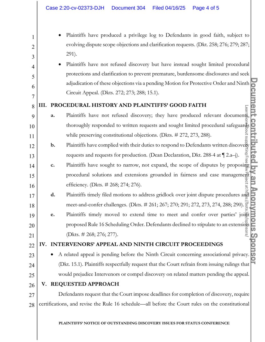 psy_cases's tweet image. New filing: &quot;Arizona Yage Assembly v. A.G. (Religious freedom - sacrament seizure)&quot;
Doc #304: Notice (Other)

PDF: courtlistener.com/docket/1872389…

#CL18723894