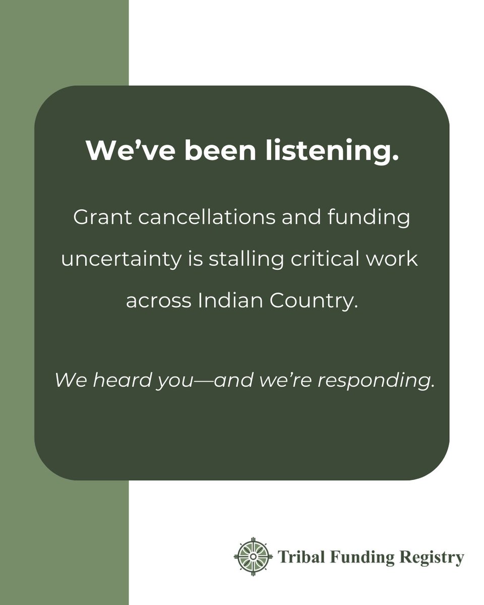 TribalFunding's tweet photo. We’re bringing you the EPA Alternative Grants List: a curated resource built from your feedback and designed to help Native communities and organizations keep critical environmental and cultural work going.⁠
⁠
📬 Explore the list now– 
https://t.co/0krDxEI6jz ⁠ https://t.co/q20k0n9tDq