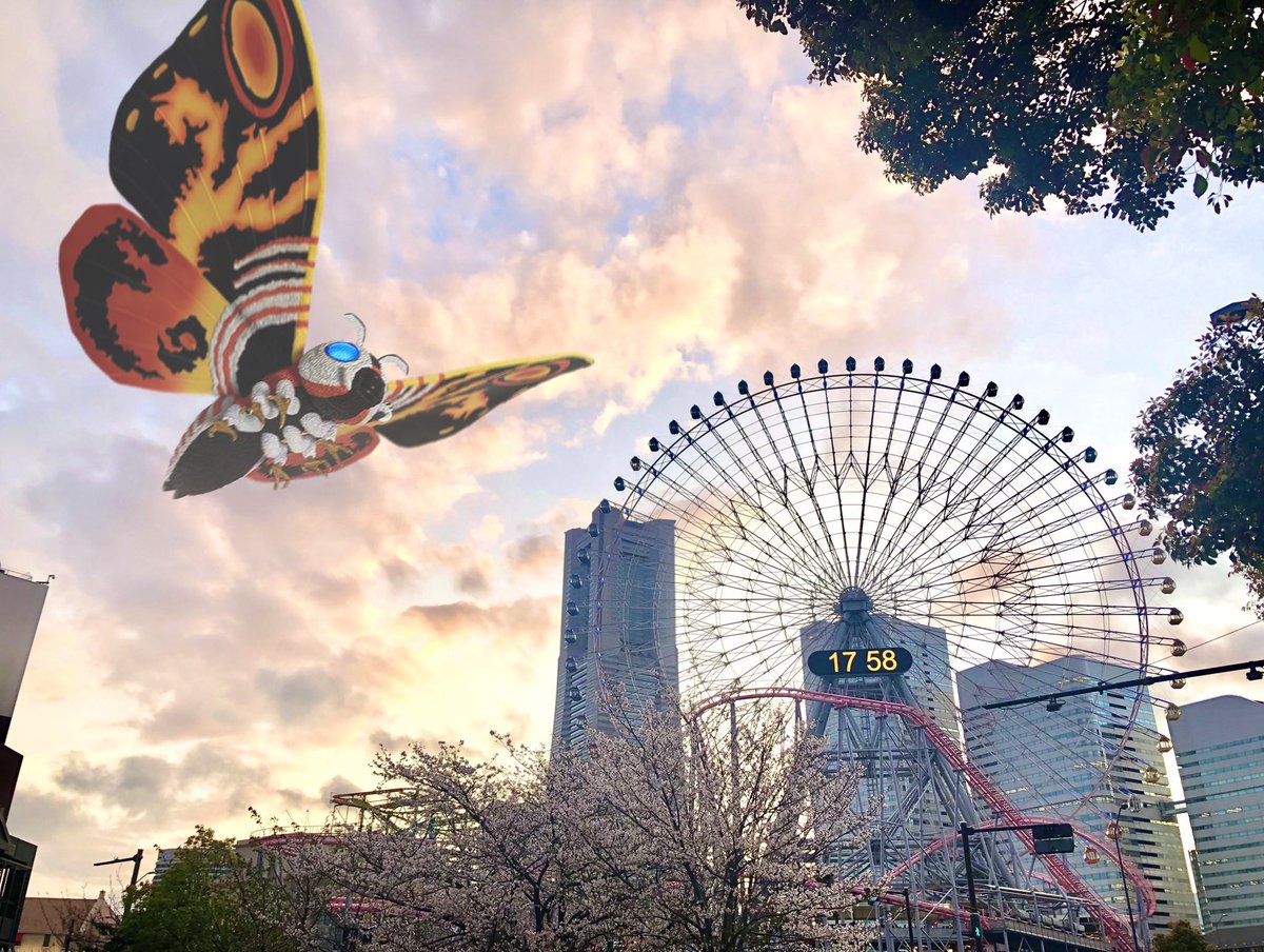 daikaizyuphoton's tweet photo. 神奈川県横浜市の桜とモスラ🌸
 #桜と大怪獣2025 https://t.co/wcNltm9rmz