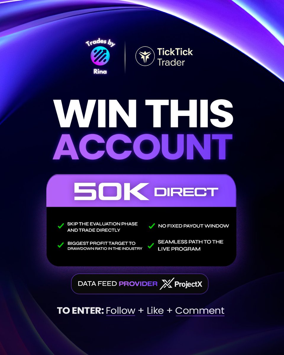 🐣 I'm kicking off Easter weekend early with a giveaway! Up for grabs is 1 $50k <a href="/tickticktrader/">TickTickTrader</a> Base Direct Account - no eval, no active trade day requirements, and no payout windows!

To enter:
1️⃣ Follow <a href="/tradesbyrina/">Rina</a> and <a href="/tickticktrader/">TickTickTrader</a> 
2️⃣ Like this post
3️⃣ Comment "TTT S2F"