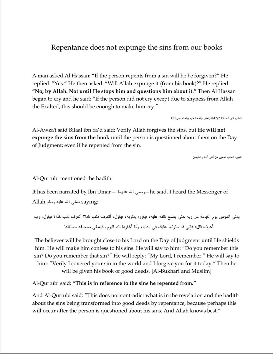 coveredukht's tweet photo. after reading this it’ll make you rethink EVERYTHING
to what you say, do, and listen to or look at. 
sins are destructive and the shame of that sin will remain, how many stories have we read of the Salaf crying over their sins?
May الله protect us from the evil of ourselves https://t.co/LF17MEfdmZ