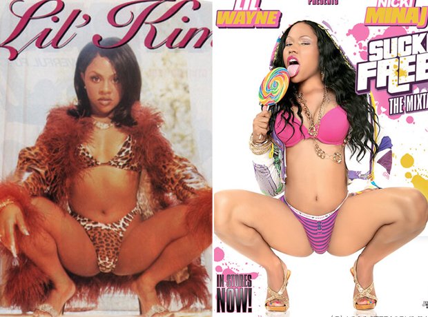 E quando a Lil Kim acusou a Nicki Minaj de copiar essa pose aqui, e a Nicki respondeu: "Minha avó me dizia que durante a sua infância em um sítio em Trinidad, ela já fazia essa pose pra cagar no mato"