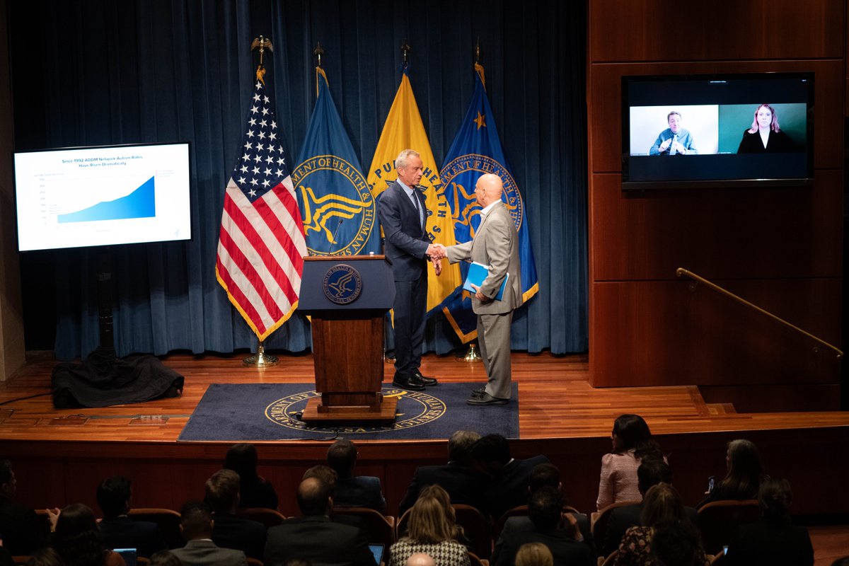 HHSGov's tweet image. At today’s HHS press conference, @SecKennedy presented new data showing that in the U.S. autism prevalence numbers have increased from 1 in 36 children to 1 in 31, according to @CDCgov latest Autism and Developmental Disabilities Monitoring Network survey published Tuesday in the…
