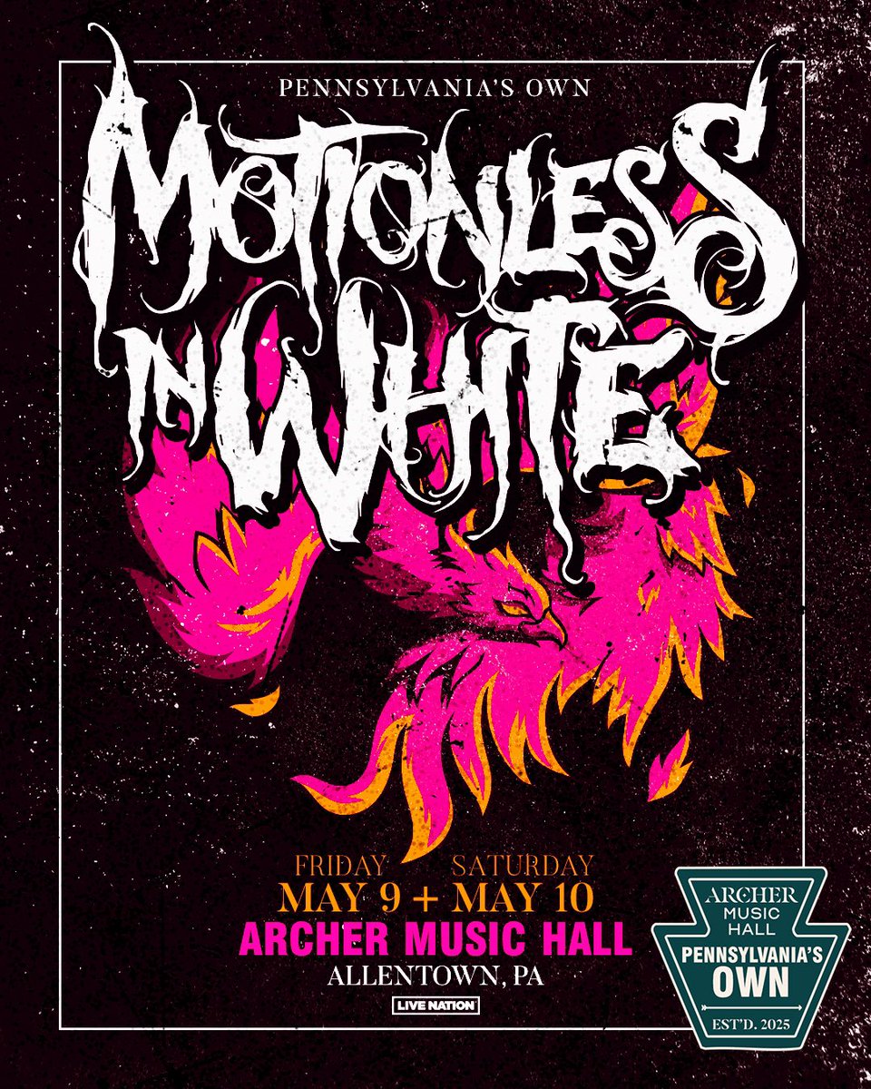 After the May 9th show nearly selling out just in pre-sale, we have added a second night to our Allentown PA show at Archer Music Hall! Tickets on sale Friday and pre-sale begins tomorrow:
ticketmaster.com/event/3000628C…