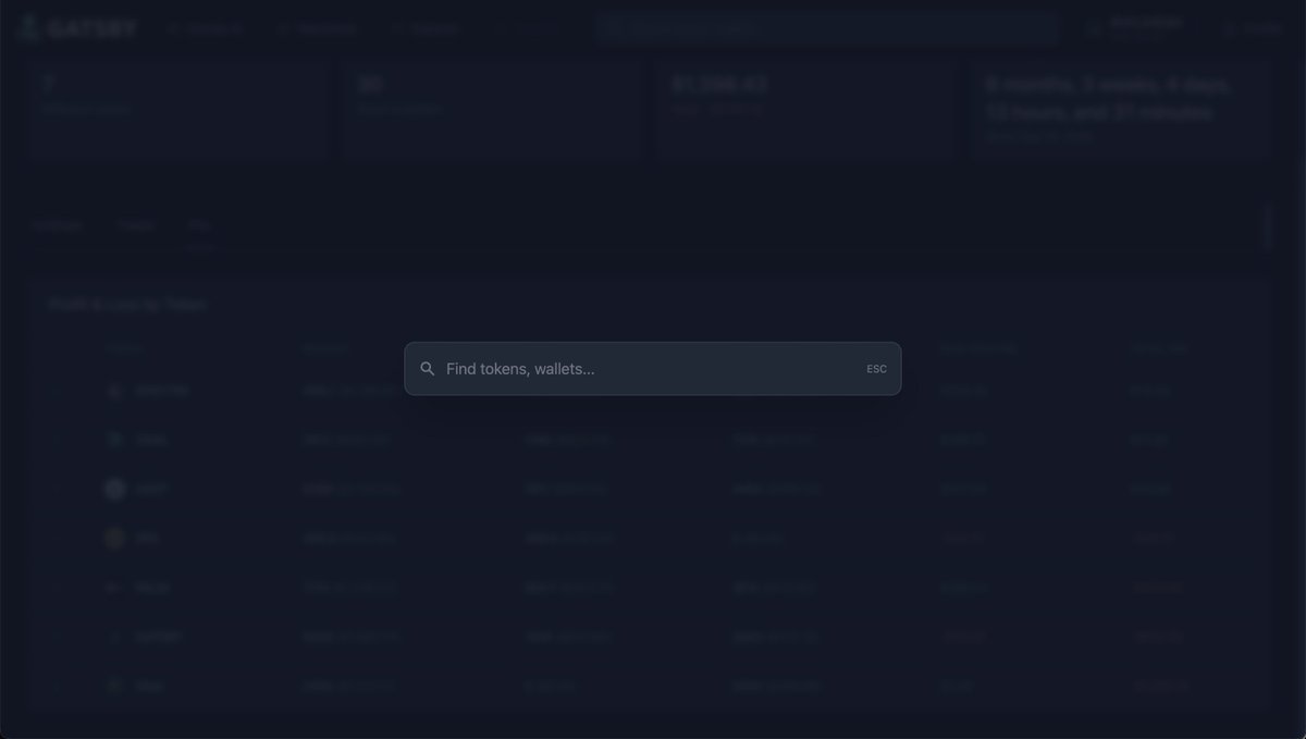gatsbyfi's tweet photo. Gatsby is the ultimate terminal for everything on-chain, specifically designed for traders. It is a suite of powerful utilities that combine into a comprehensive platform, enabling users to research any thesis and execute strategies seamlessly.

One key component is the Explorer, which we've been refining relentlessly since before our beta launch. As the Explorer nears its release, let’s dive deeper into our vision for it and explore its powerful capabilities.

The Explorer complements our natural-language AI query engine, enabling effortless navigation through custom dashboards. These dashboards deliver concise, actionable insights into wallets, tokens, trades, and more—providing traders with precisely the information they need, exactly when they need it.

$GATSBY Queries allow you to find specific answers with the familiar ease of tools like Grok or ChatGPT. The Explorer further enriches these responses, instantly surfacing key insights at a click. Each dashboard harnesses the full depth of our database, offering trader-focused information presented in the most alpha-rich format possible.

Built by traders, for traders, Gatsby blends AI-driven analytics with an intuitive user experience, redefining what it truly means to "Do Your Own Research." Finding alpha might be hard, but with Gatsby it's never been easier.