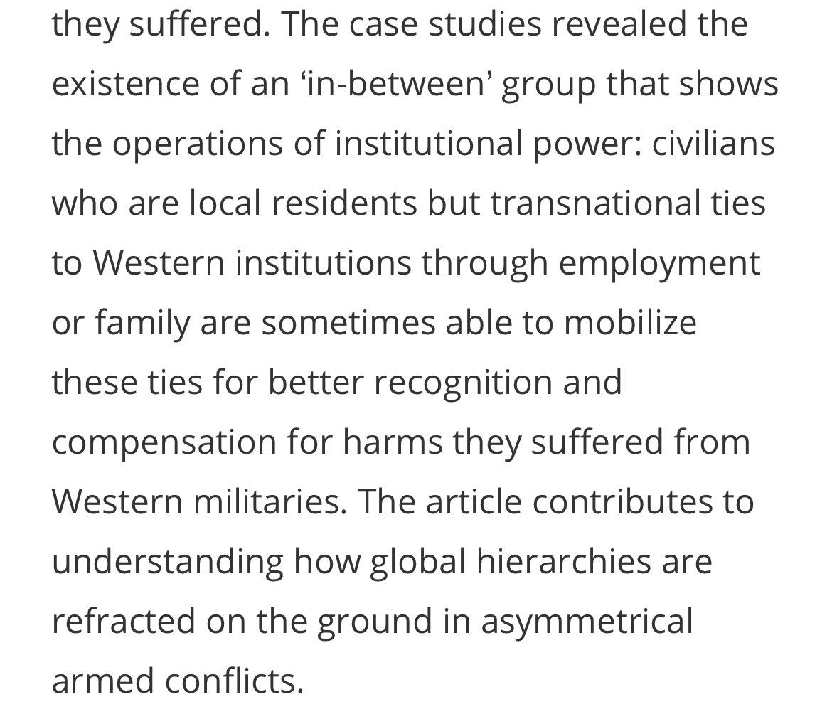 Not all civilians are equal, and we need to talk about about the hierarchies of civilian-ness that military, media, and humanitarian organizations have been practicing in the context of the US/global ‘war on terror.’ New article in <a href="/millennjournal/">Millennium Journal</a> journals.sagepub.com/doi/10.1177/03…