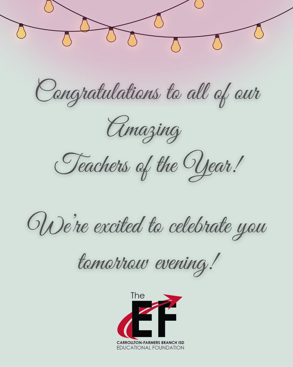 CFBEducationalFoundation (@cfbisdef) on Twitter photo It's almost here! We are putting the finishing touches on this year’s CFBISD Teacher of the Year Celebration — and we are beyond excited!
Join us in thanking the village it takes to honor our educators in style.
#CFBISD #TeacherAppreciation #BehindTheScenes #CFBFoundation It's almost here! We are putting the finishing touches on this year’s CFBISD Teacher of the Year Celebration — and we are beyond excited!
Join us in thanking the village it takes to honor our educators in style.
#CFBISD #TeacherAppreciation #BehindTheScenes #CFBFoundation
